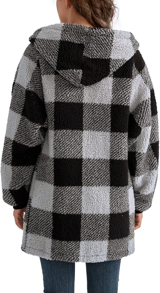 Yanekop Womens Oversized Sherpa Jacket Fuzzy Fleece Zip Up Jacket